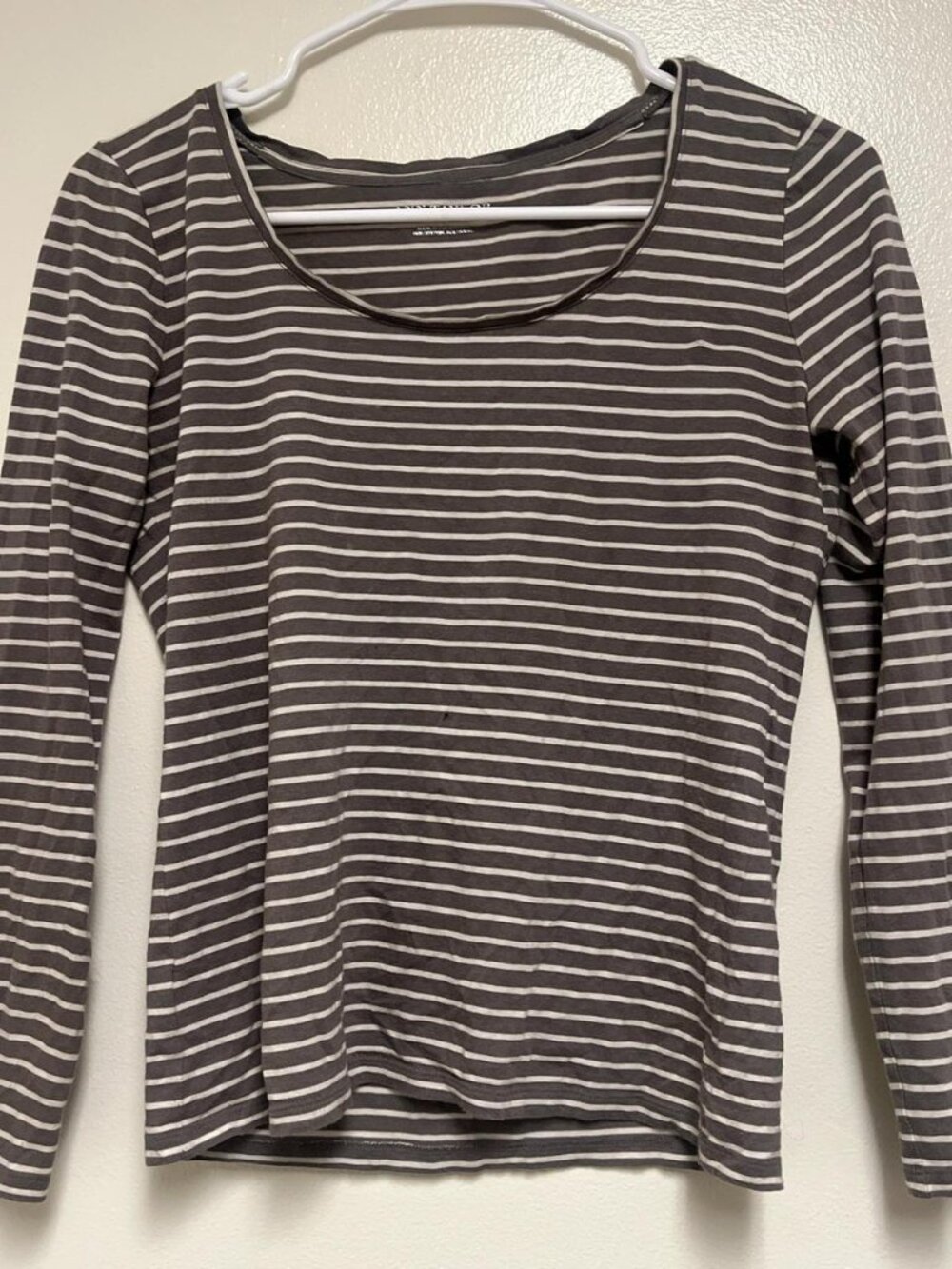 Ann Taylor Brown and White Striped Long Sleeve Top Size S